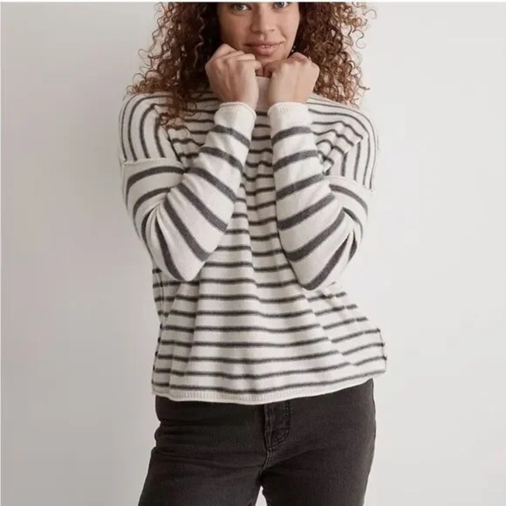 Madewell Striped Mockneck Sweater - New - Picture 2 of 4